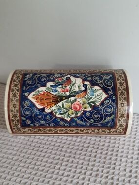 Vintage Persian Peacock Khatam Jewellery Box